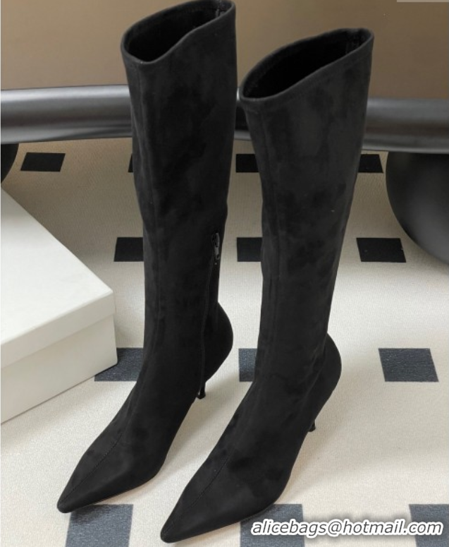 Grade The Row Liisa Kitten High Boot 8.5cm in Suede Black 1028056
