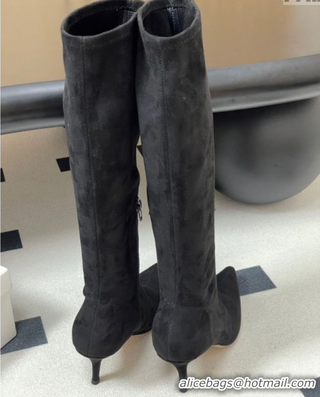 Grade The Row Liisa Kitten High Boot 8.5cm in Suede Black 1028056