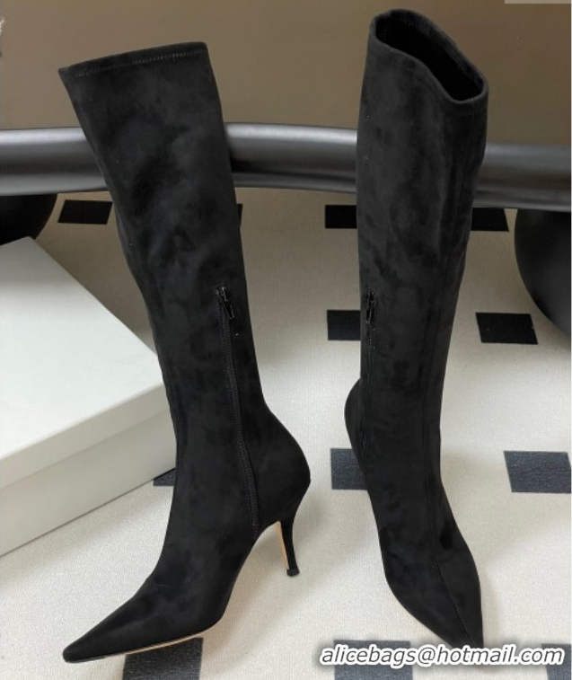 Grade The Row Liisa Kitten High Boot 8.5cm in Suede Black 1028056