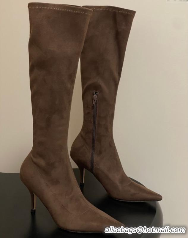 Duplicate The Row Liisa Kitten High Boot 8.5cm in Suede Brown 1028057