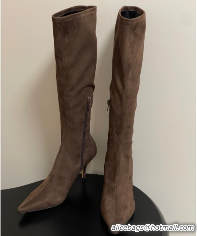 Duplicate The Row Liisa Kitten High Boot 8.5cm in Suede Brown 1028057
