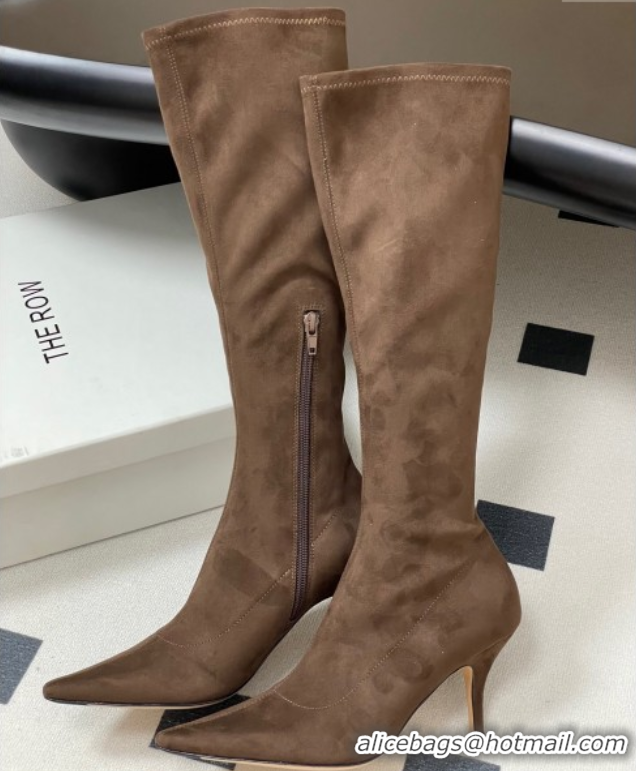 Duplicate The Row Liisa Kitten High Boot 8.5cm in Suede Brown 1028057