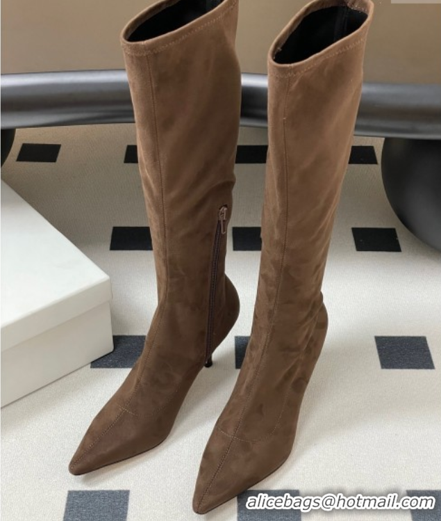Duplicate The Row Liisa Kitten High Boot 8.5cm in Suede Brown 1028057