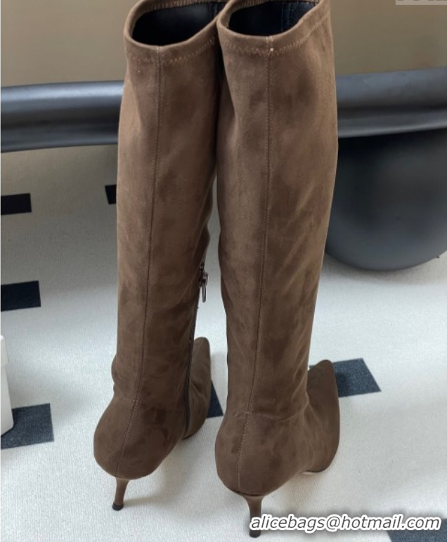 Duplicate The Row Liisa Kitten High Boot 8.5cm in Suede Brown 1028057