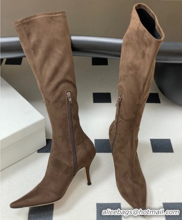 Duplicate The Row Liisa Kitten High Boot 8.5cm in Suede Brown 1028057