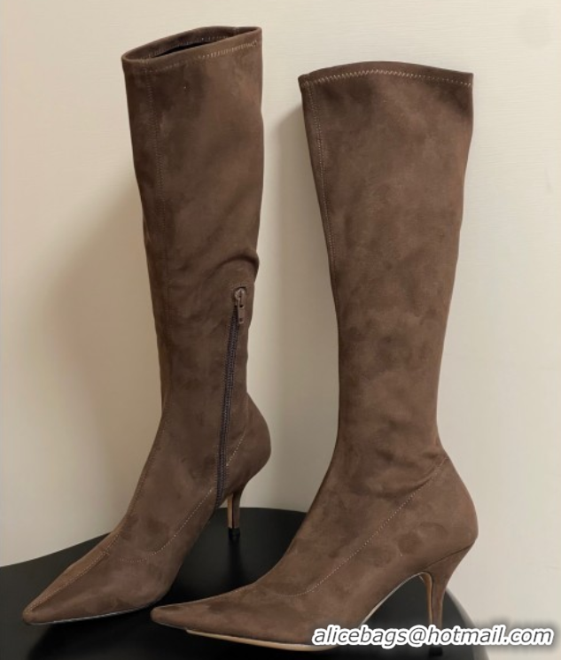 Duplicate The Row Liisa Kitten High Boot 8.5cm in Suede Brown 1028057