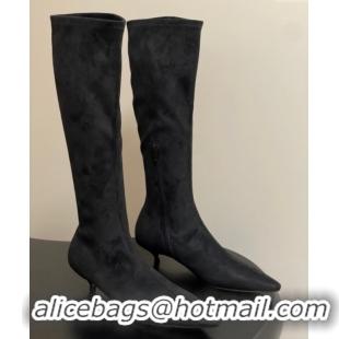 Top Design The Row Liisa Kitten High Boot 3cm in Suede Black 1028058