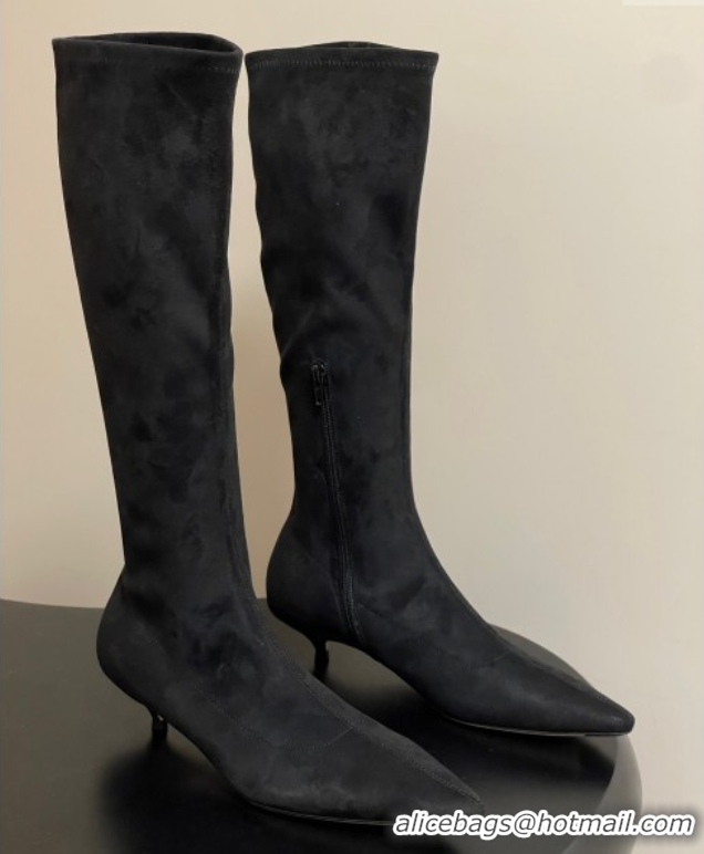 Top Design The Row Liisa Kitten High Boot 3cm in Suede Black 1028058