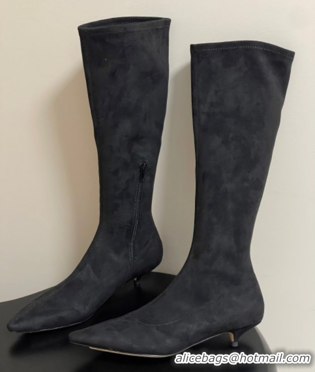 Top Design The Row Liisa Kitten High Boot 3cm in Suede Black 1028058