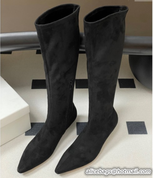 Top Design The Row Liisa Kitten High Boot 3cm in Suede Black 1028058