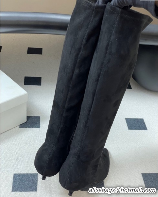 Top Design The Row Liisa Kitten High Boot 3cm in Suede Black 1028058