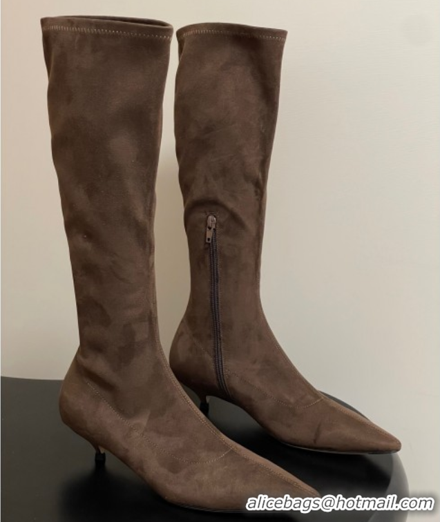 Discount The Row Liisa Kitten High Boot 3cm in Suede Brown 1028060