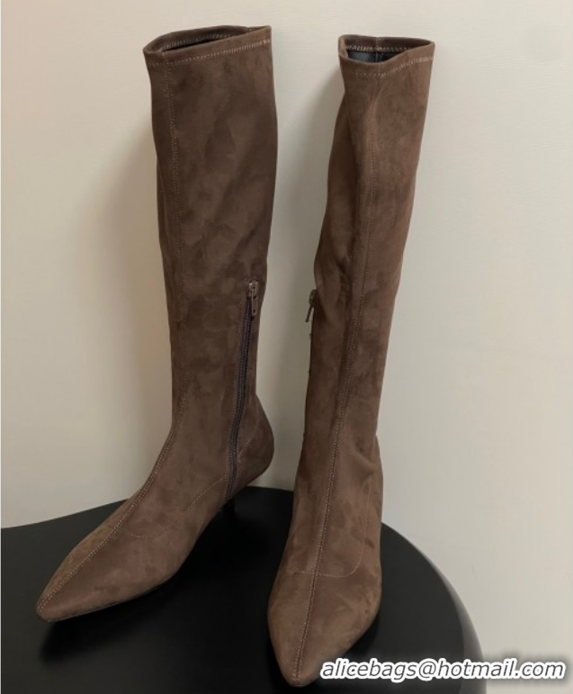Discount The Row Liisa Kitten High Boot 3cm in Suede Brown 1028060