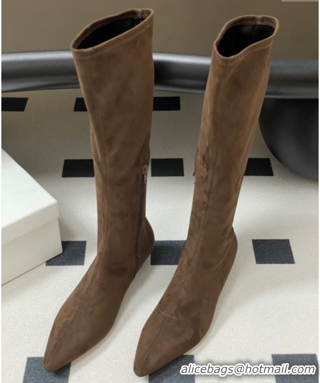 Discount The Row Liisa Kitten High Boot 3cm in Suede Brown 1028060