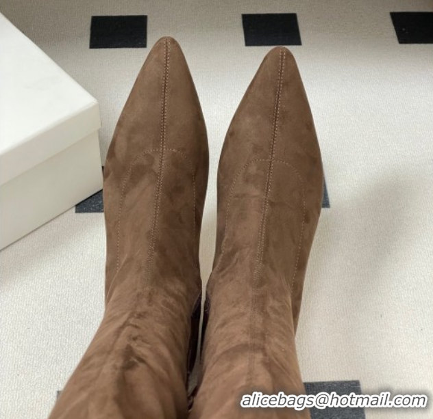 Discount The Row Liisa Kitten High Boot 3cm in Suede Brown 1028060