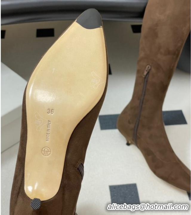 Discount The Row Liisa Kitten High Boot 3cm in Suede Brown 1028060