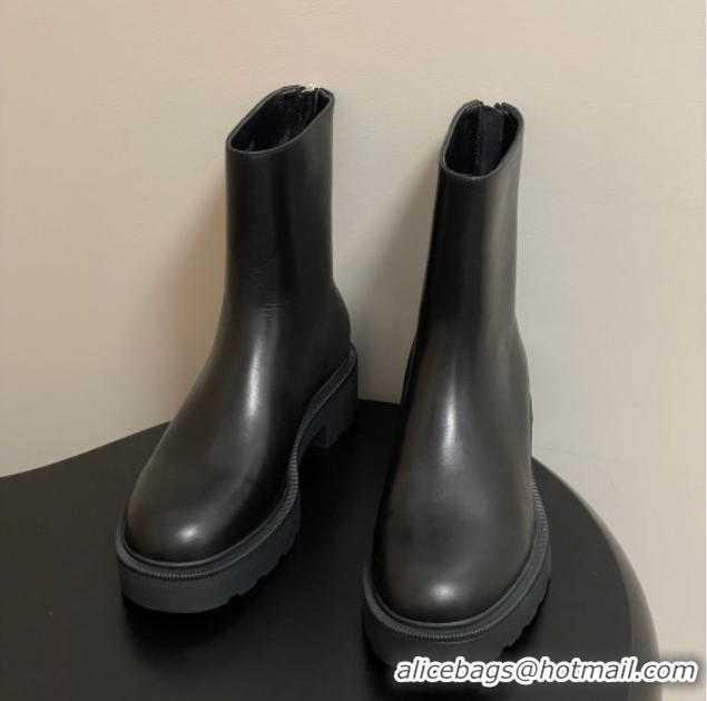 Unique Style The Row Nobilis Fast Platform Ankle Boots 4cm in Leather Black 1028061