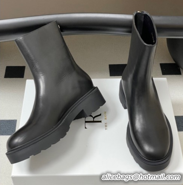 Unique Style The Row Nobilis Fast Platform Ankle Boots 4cm in Leather Black 1028061