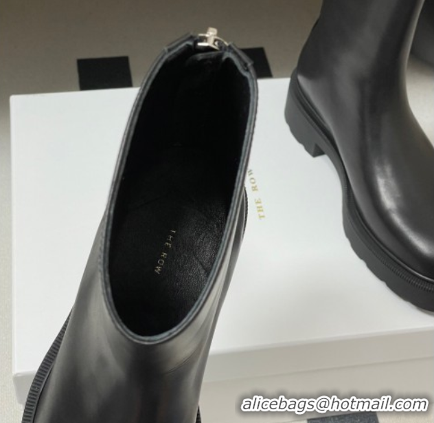 Unique Style The Row Nobilis Fast Platform Ankle Boots 4cm in Leather Black 1028061