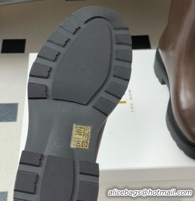 Popular Style The Row Nobilis Fast Platform Ankle Boots 4cm in Leather Brown 1028062