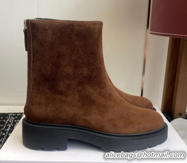 Top Design The Row Nobilis Fast Platform Ankle Boots 5cm in Suede Brown 1028063