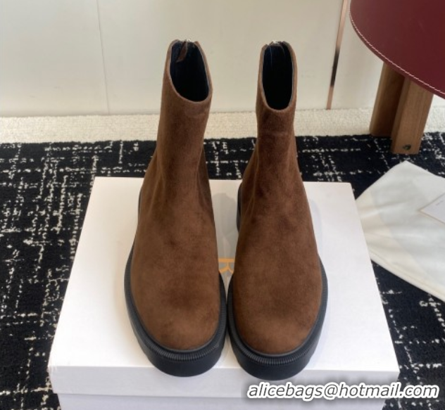 Top Design The Row Nobilis Fast Platform Ankle Boots 5cm in Suede Brown 1028063