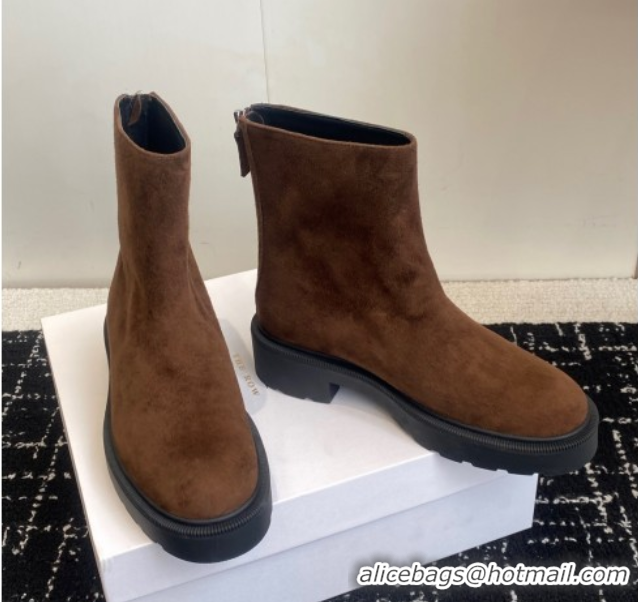 Top Design The Row Nobilis Fast Platform Ankle Boots 5cm in Suede Brown 1028063