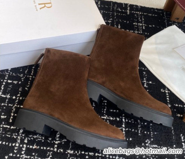 Top Design The Row Nobilis Fast Platform Ankle Boots 5cm in Suede Brown 1028063