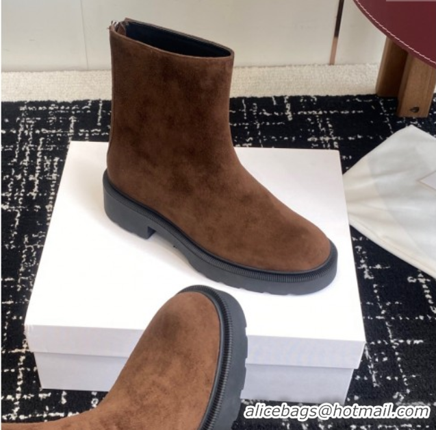 Top Design The Row Nobilis Fast Platform Ankle Boots 5cm in Suede Brown 1028063