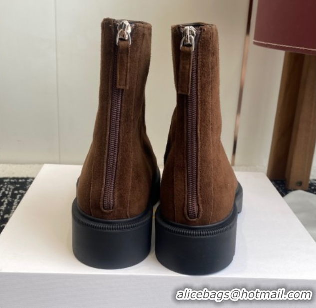 Top Design The Row Nobilis Fast Platform Ankle Boots 5cm in Suede Brown 1028063