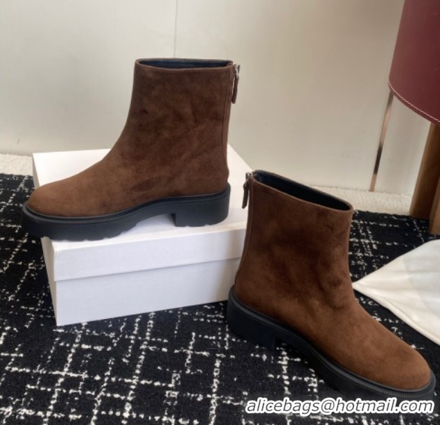 Top Design The Row Nobilis Fast Platform Ankle Boots 5cm in Suede Brown 1028063