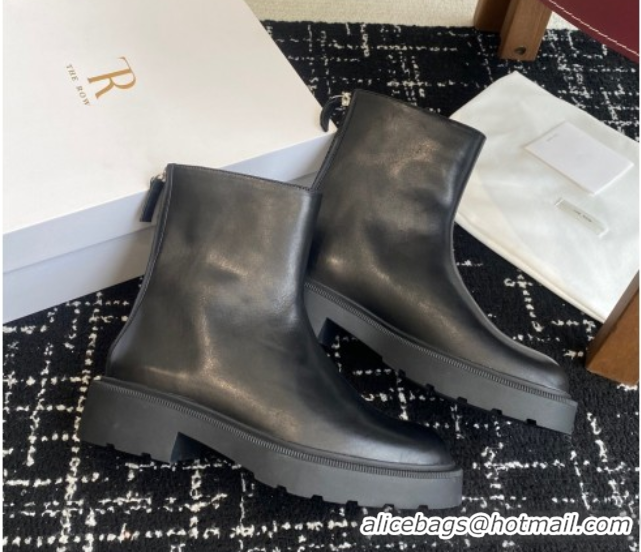 Cheap Price The Row Nobilis Fast Platform Ankle Boots 5cm in Leather Black 1028064