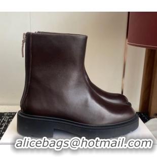 Good Quality The Row Nobilis Fast Platform Ankle Boots 5cm in Leather Dark Brown 1028065
