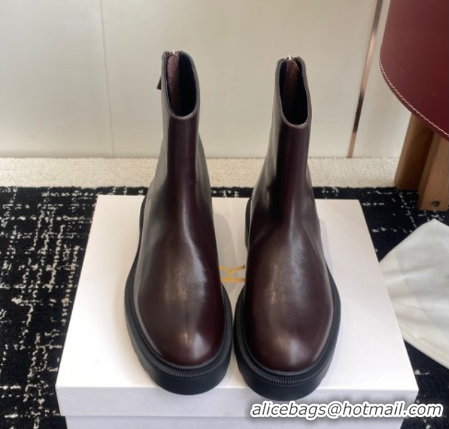 Good Quality The Row Nobilis Fast Platform Ankle Boots 5cm in Leather Dark Brown 1028065