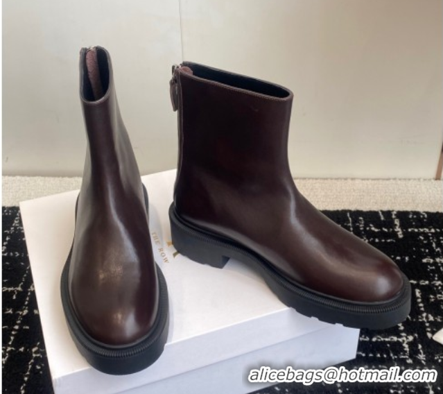 Good Quality The Row Nobilis Fast Platform Ankle Boots 5cm in Leather Dark Brown 1028065