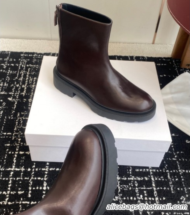 Good Quality The Row Nobilis Fast Platform Ankle Boots 5cm in Leather Dark Brown 1028065