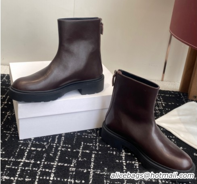 Good Quality The Row Nobilis Fast Platform Ankle Boots 5cm in Leather Dark Brown 1028065