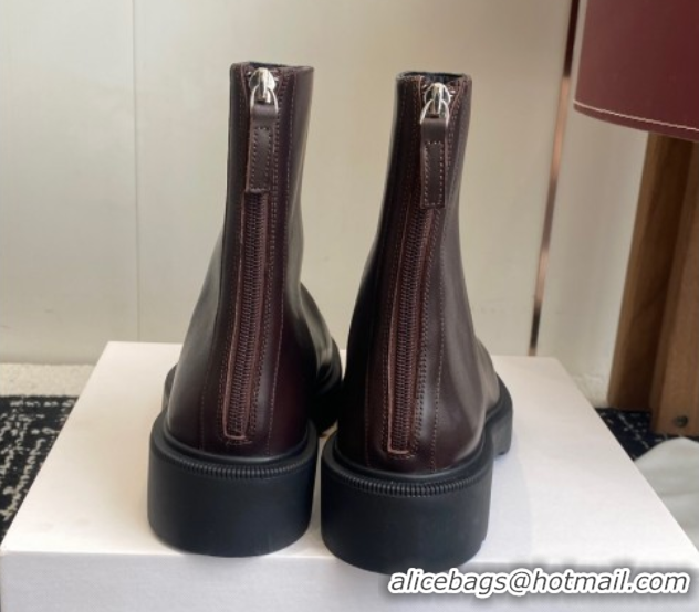 Good Quality The Row Nobilis Fast Platform Ankle Boots 5cm in Leather Dark Brown 1028065
