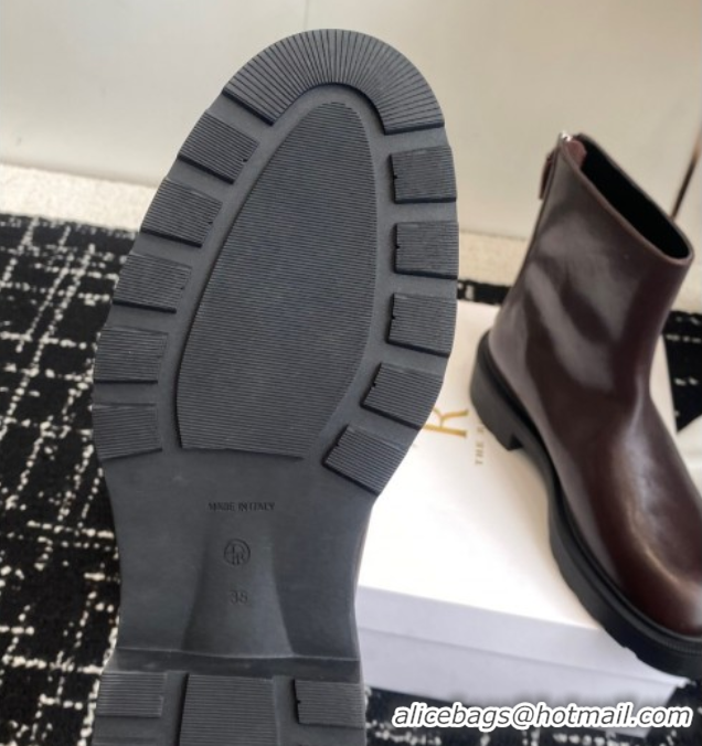 Good Quality The Row Nobilis Fast Platform Ankle Boots 5cm in Leather Dark Brown 1028065