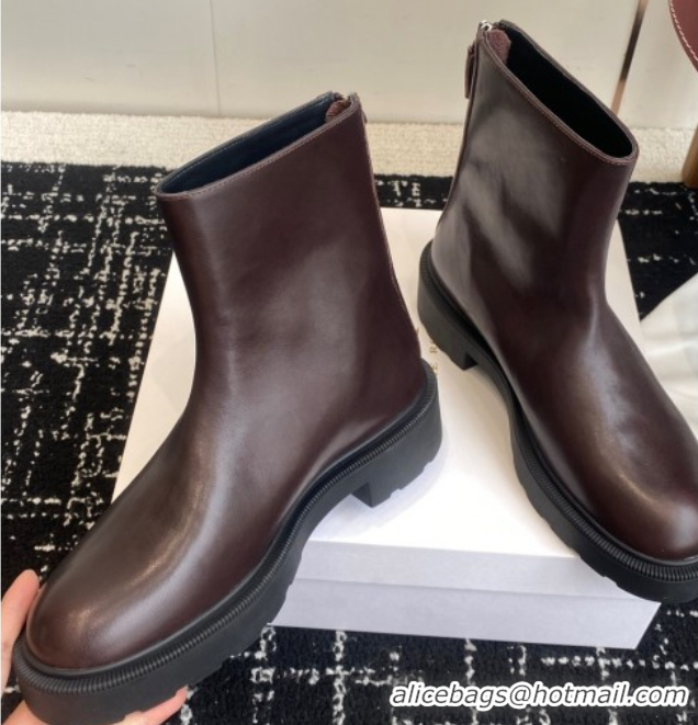 Good Quality The Row Nobilis Fast Platform Ankle Boots 5cm in Leather Dark Brown 1028065