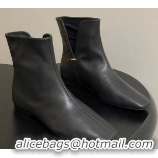 Best Grade The Row Lambskin Leather Flat Ankle Boots TR102801 Black 2025