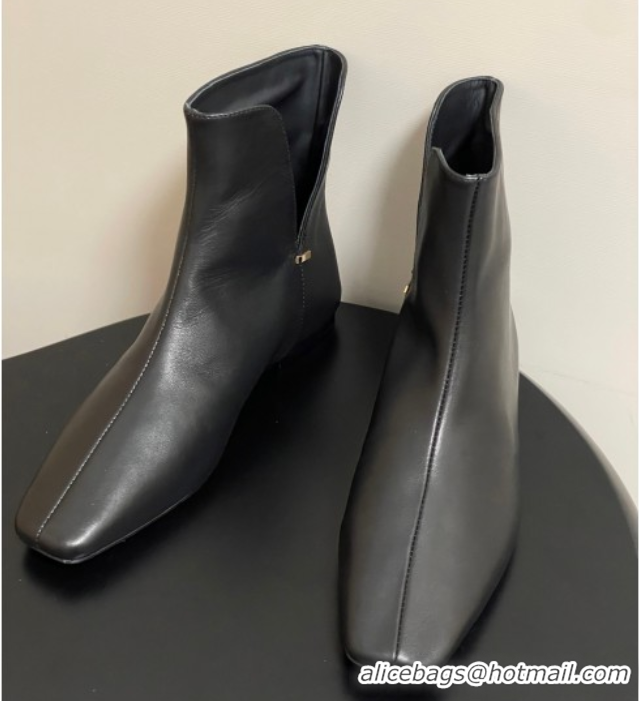 Best Grade The Row Lambskin Leather Flat Ankle Boots TR102801 Black 2025