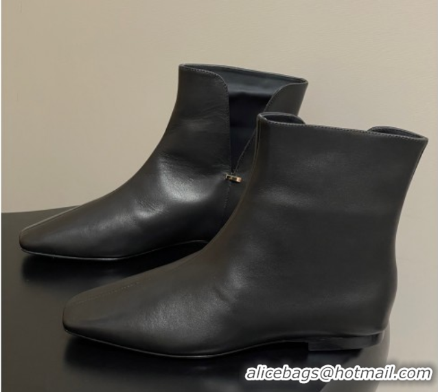 Best Grade The Row Lambskin Leather Flat Ankle Boots TR102801 Black 2025