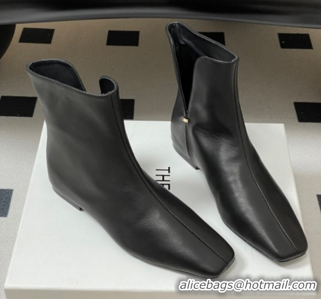 Best Grade The Row Lambskin Leather Flat Ankle Boots TR102801 Black 2025