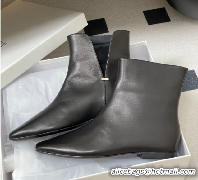 Best Grade The Row Lambskin Leather Flat Ankle Boots TR102801 Black 2025