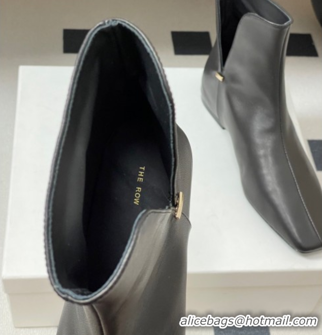 Best Grade The Row Lambskin Leather Flat Ankle Boots TR102801 Black 2025