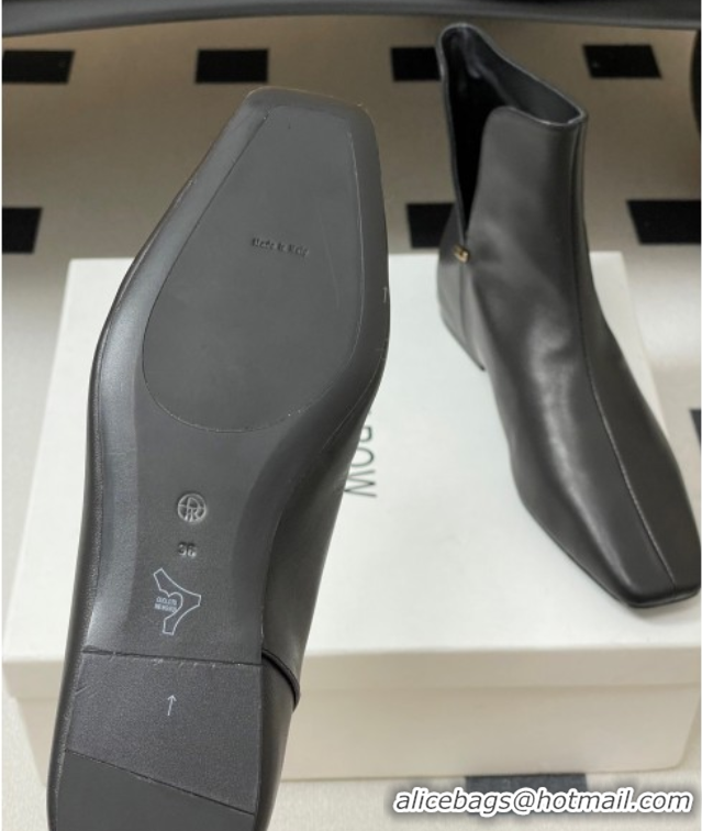 Best Grade The Row Lambskin Leather Flat Ankle Boots TR102801 Black 2025