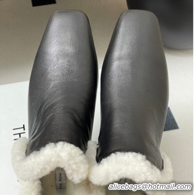 Best Price The Row Lambskin and Wool Flat Ankle Boots TR102801 Black 2025