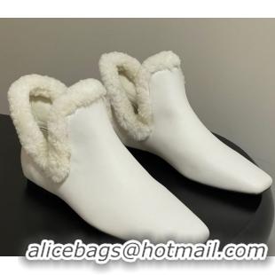 Best Product The Row Lambskin and Wool Flat Ankle Boots TR102801 White 2025