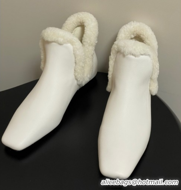 Best Product The Row Lambskin and Wool Flat Ankle Boots TR102801 White 2025